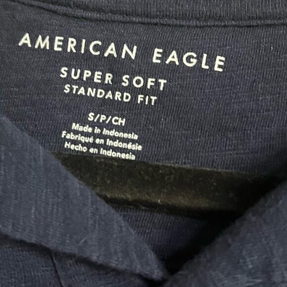 American Eagle Navy Super Soft Standard Fit Polo Size Small - Picture 5 of 6